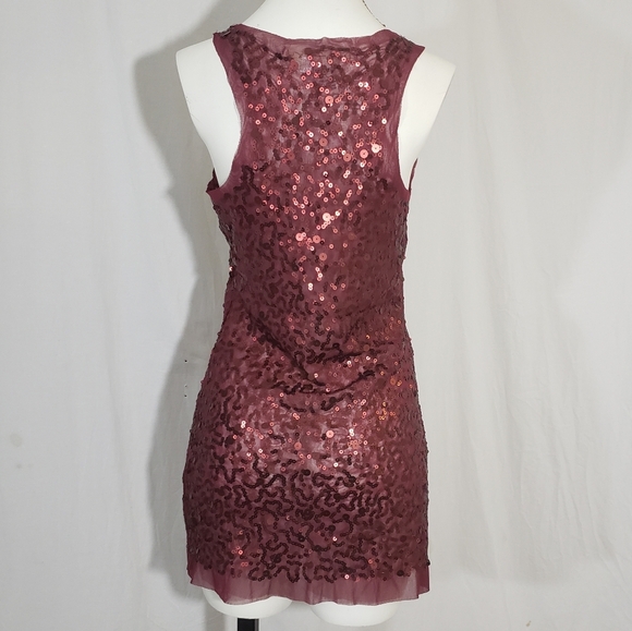 Max studio sequin sheer burgandy top size S - Picture 3 of 6